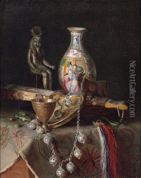 Still Life With Decorative Objects Oil Painting - Hugo Charlemont