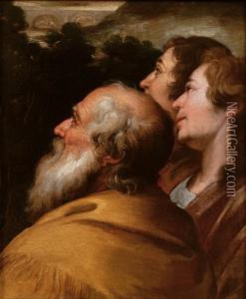 Tre Teste Di Apostoli Oil Painting - Bernardo Strozzi