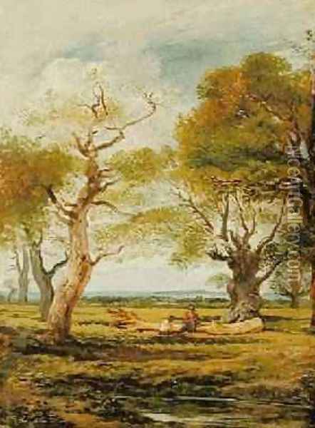 Landscape with Figures 1816 Oil Painting - John Linnell