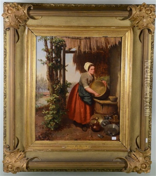 Jeune Femme Aux Cuivres Oil Painting - Eugene Francois De Block