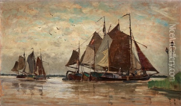 Hollandskt Strandmotiv Oil Painting - Carl Skanberg