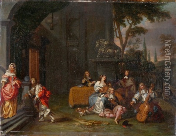 Musikalische Unterhaltung Im Freien Oil Painting - Christoffel Jacobsz. Van Der Lamen