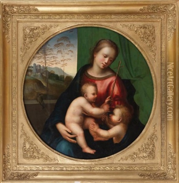 Vierge A L'enfant Avec Saint Jean-baptiste Et Un Chardonneret Oil Painting - Francesco Granacci