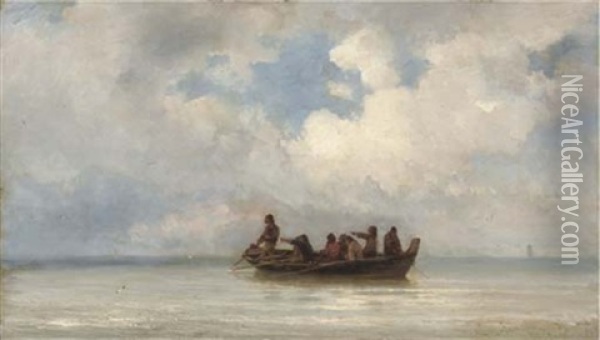 In The Rowing Boat Oil Painting - Jacob Eduard Heemskerck van Beest