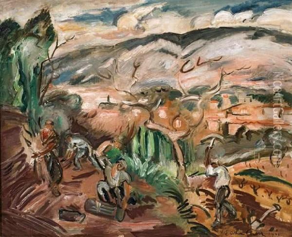 Les Coupeurs De Bois, 1930. Oil Painting - Emile-Othon Friesz