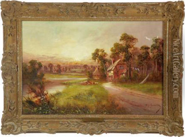 A Suffolk Farmstead Oil Painting - Frances E. Jamieson