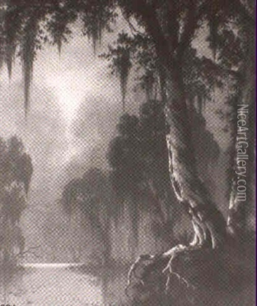 Near Lake Providence, Louisiana Oil Painting - Joseph Rusling Meeker