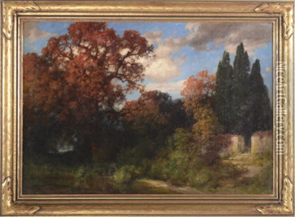 An Autumn Landscape Oil Painting - Traugott Hermann Ruedisuehli