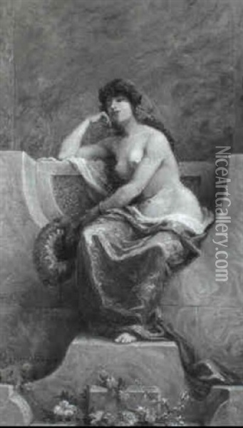 Odalisque Oil Painting - Paul Dominique Philippoteaux