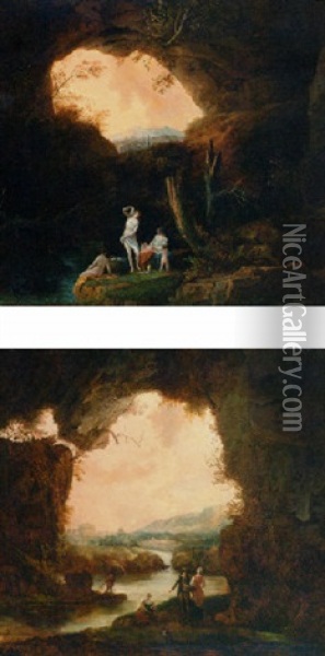 Bathers In A Grotto Oil Painting - Jules Cesar Denis van Loo