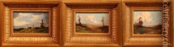 Paysages (3 Works) Oil Painting - Jules-Edmond Cuisinier