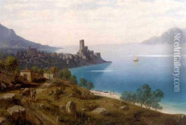 Lake Garda Oil Painting - Josef von Schloegl