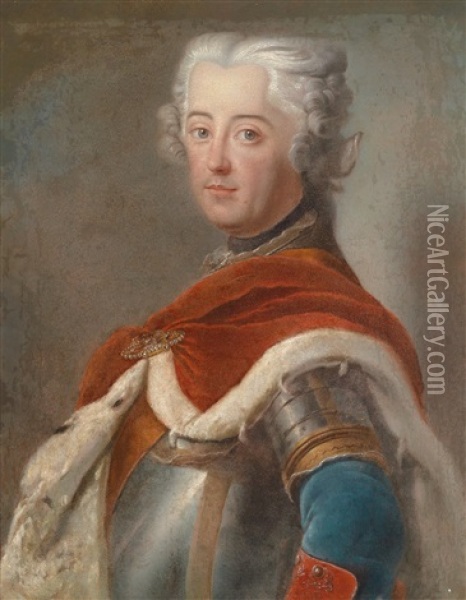 Portrat Konig Friedrich Ii. Von Preusen In Rustung Oil Painting - Antoine Pesne