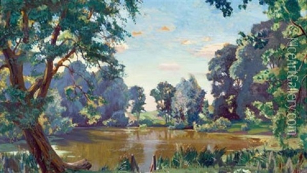 Landschaft Mit Teich Oil Painting - Arkady Rylov