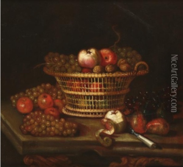 Nature Morte Aux Pommes Et Aux Raisins Oil Painting - Louise Moillon