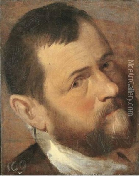 Study Of A Head Of A Man Oil Painting - Federico Barocci