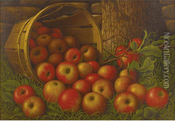 Basket Of Apples Oil Painting - Levi Wells Prentice