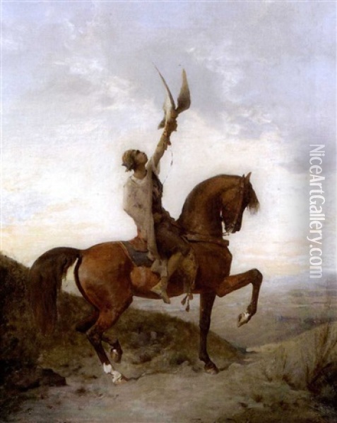 Fauconnier A Cheval Oil Painting - Paul Delamain