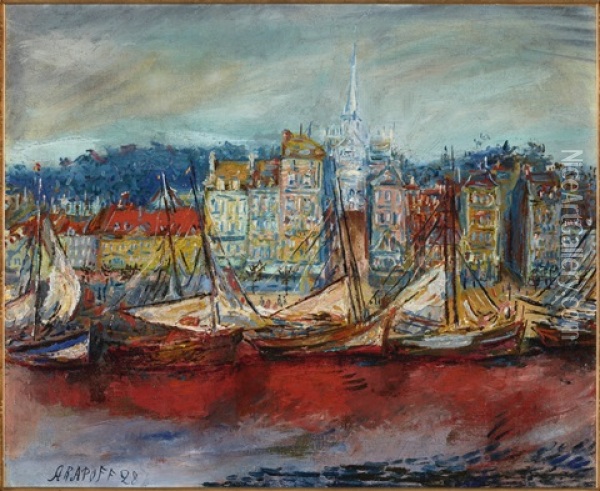 Moored Boats Oil Painting - Alexis Paul Arapov