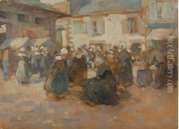 Bretonnes Au Marche Oil Painting - Joseph Bulfield