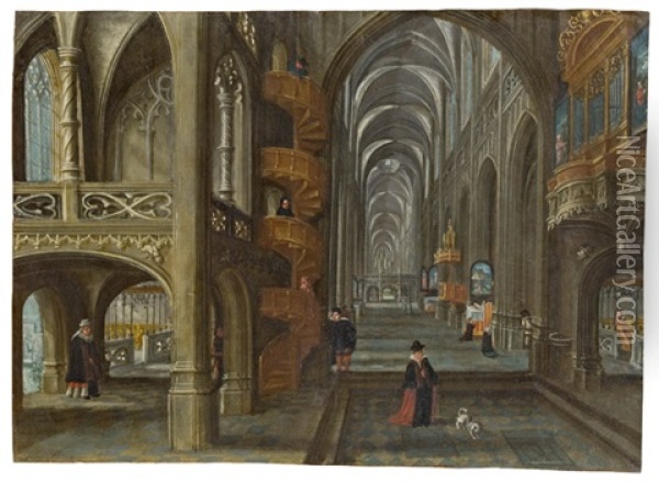 Kircheninterieur Mit Wendeltreppe Oil Painting - Paul Vredemann van de Vries