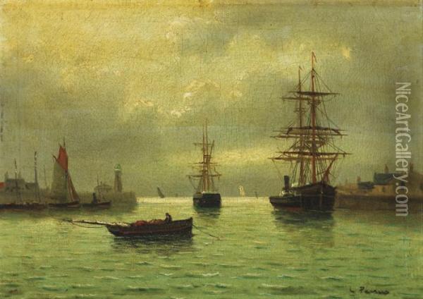 Bateaux Au Port Oil Painting - Charles Francois Pecrus