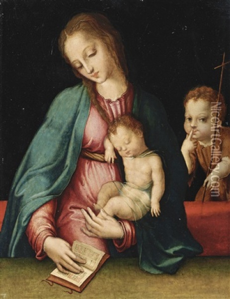 The Virgin And Child With The Infant St. John The Baptist Oil Painting - Luis de Morales