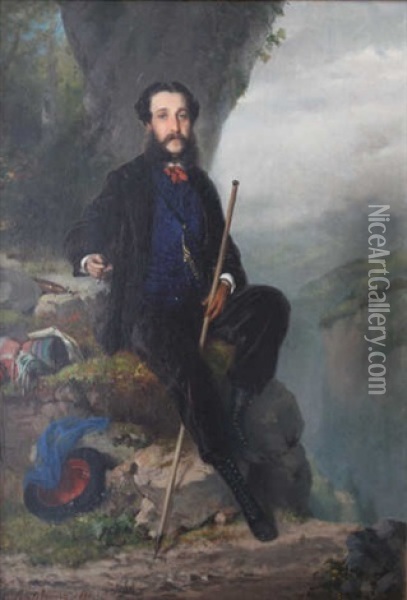 Homme Assis Sur Un Rocher Oil Painting - Charles Edouard Boutibonne