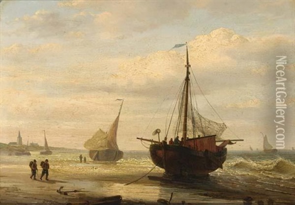 Bomschuit On The Beach Oil Painting - Willem Gruyter The Younger