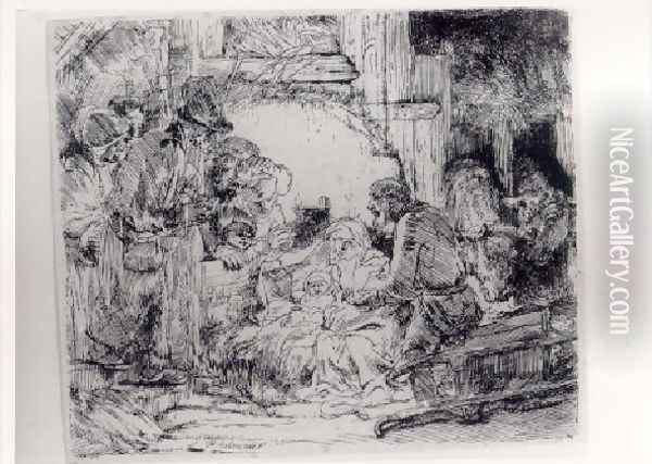 The Adoration Of The Sheperds With The Lamp Oil Painting - Rembrandt Van Rijn