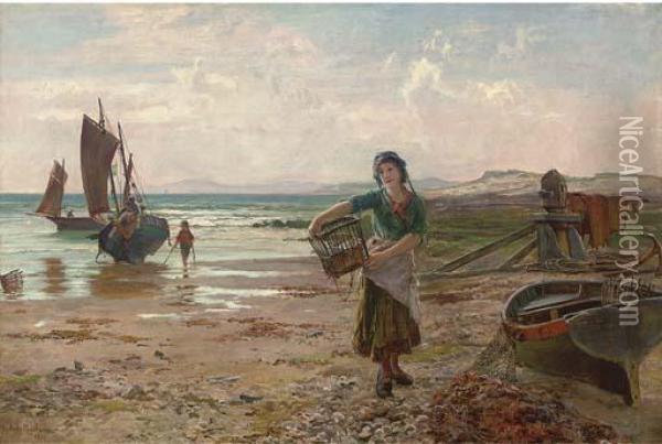 Unloading The Catch Oil Painting - Francis Sydney Muschamp