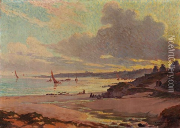 La Baie D'audierne Oil Painting - Emmanuel Marcel-Laurent