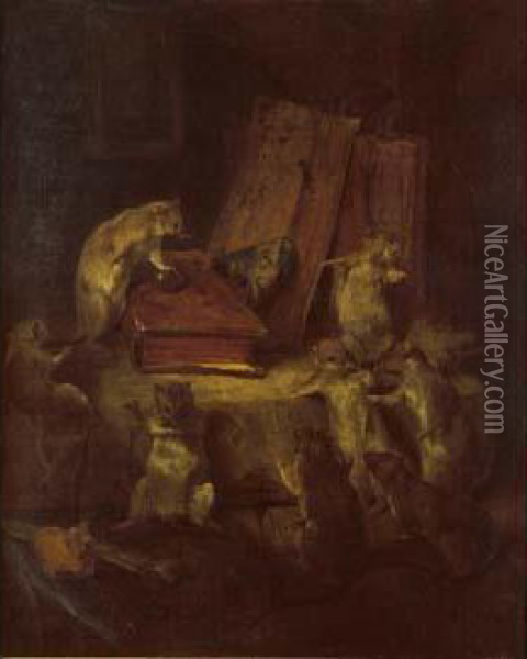 Le Conseil Des Rats. Oil Painting - Philibert Leon Couturier