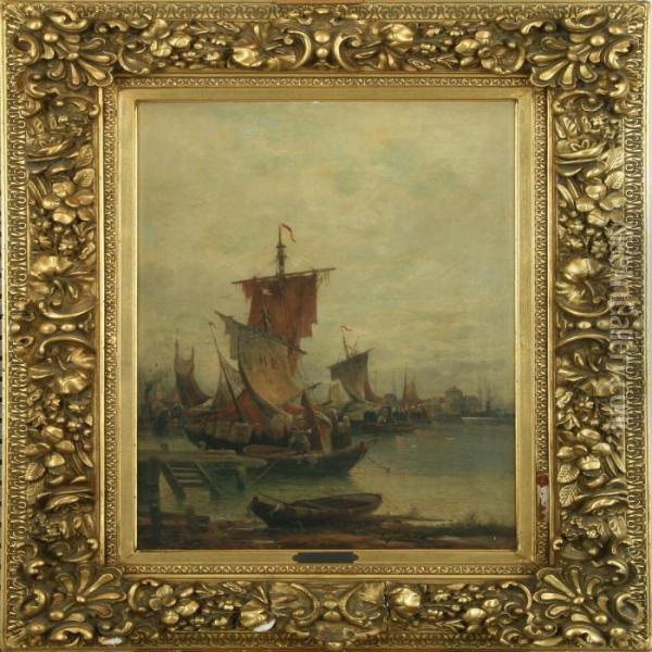 Harbour Scenery Oil Painting - Karl Kaufmann