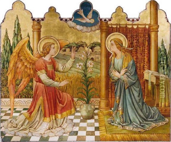 The Annunciation Oil Painting - Alfred Octavius Hemming