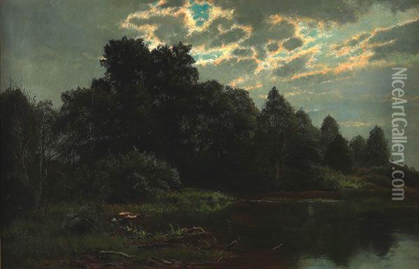 Summer Evening, Cranbury Lake, New Jersy Oil Painting - Carl Weber