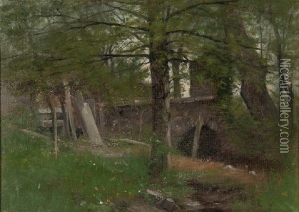 Un Pont En Sous-bois Oil Painting - Charles Alexandre Bertier