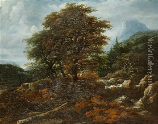 Paisaje Con Cascada Oil Painting - Jacob van Ruysdael