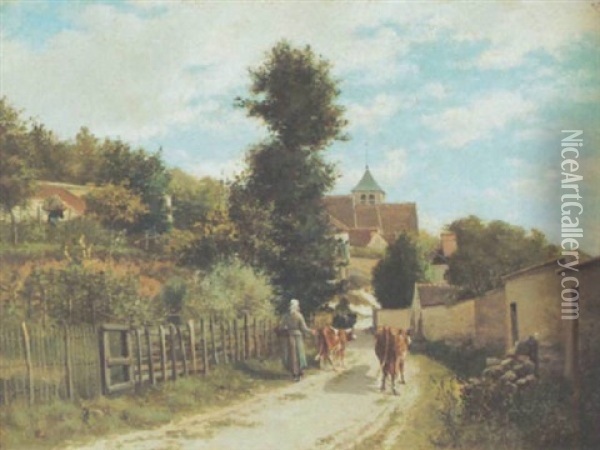 Le Chemin De Gretz A Montigny-sur-loing Oil Painting - Adrien Schulz
