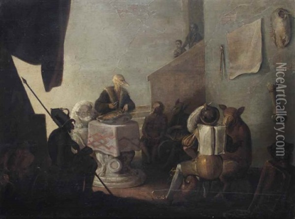 A Scene Of Witch Craft Scene With Fantastic Beasts Oil Painting - Cornelis Saftleven