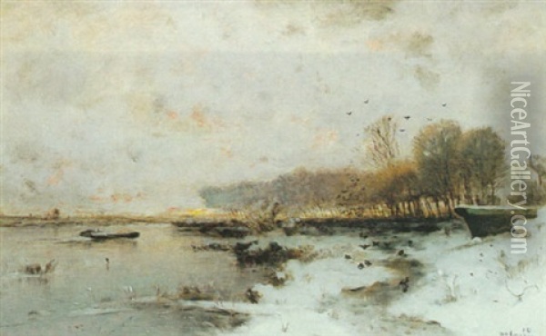 A Winter Landscape Oil Painting - Wilhelm von Gegerfelt