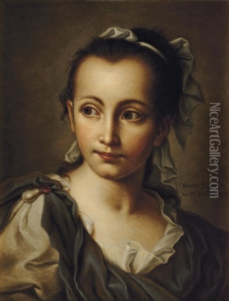 Portrait Of The Artist's Daughter In Roman Dress Oil Painting - Marie Schoffmann