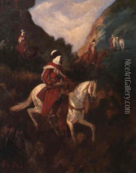 Cavaliers Algeriens Oil Painting - Charles De Luna