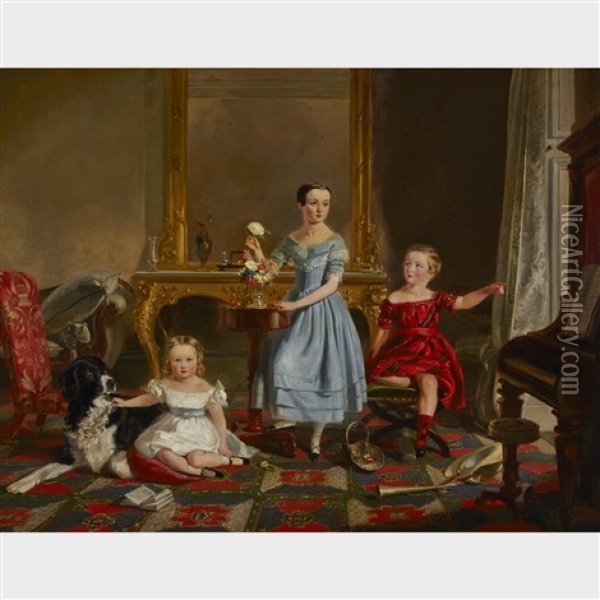 The Grandchildren Of The Duke Of Wellington Oil Painting - Thomas Crane