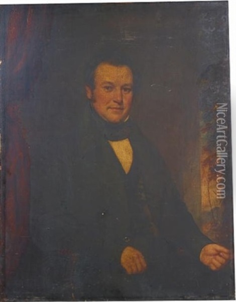 Portrait Of A Gentleman ( Collab. W/ William Jewett) Oil Painting - Samuel Lovett Waldo