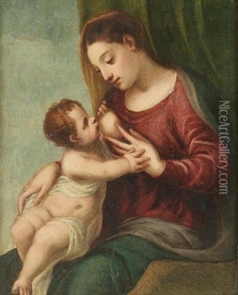 The Madonna And Child Oil Painting - Polidoro Lanzani (see Polidoro Da Lanciano)