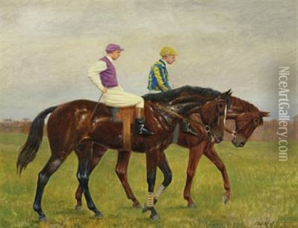 Jockey's Oil Painting - Adolf Heinrich Claus Hansen