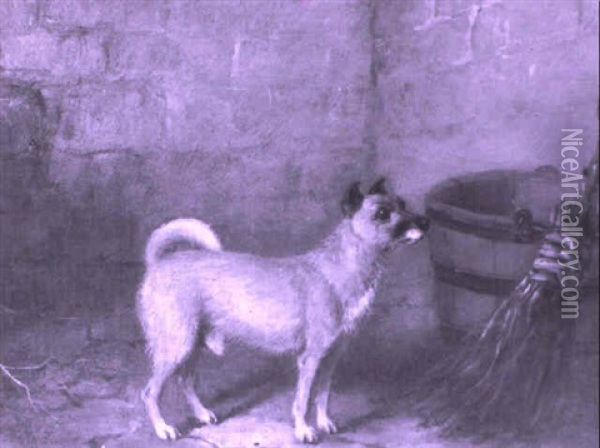 Mr. Farrar's Terrier Oil Painting - Charles Henry Schwanfelder