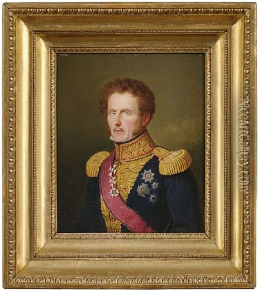 Portrait Des Ernst Freiherr Von Hugel In Dreiviertelansicht Nach Links Oil Painting - Franz Seraph Stirnbrand