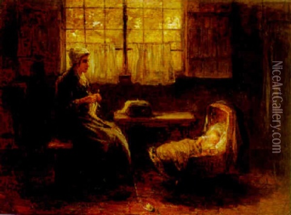 Maternity Oil Painting - Jozef Israels